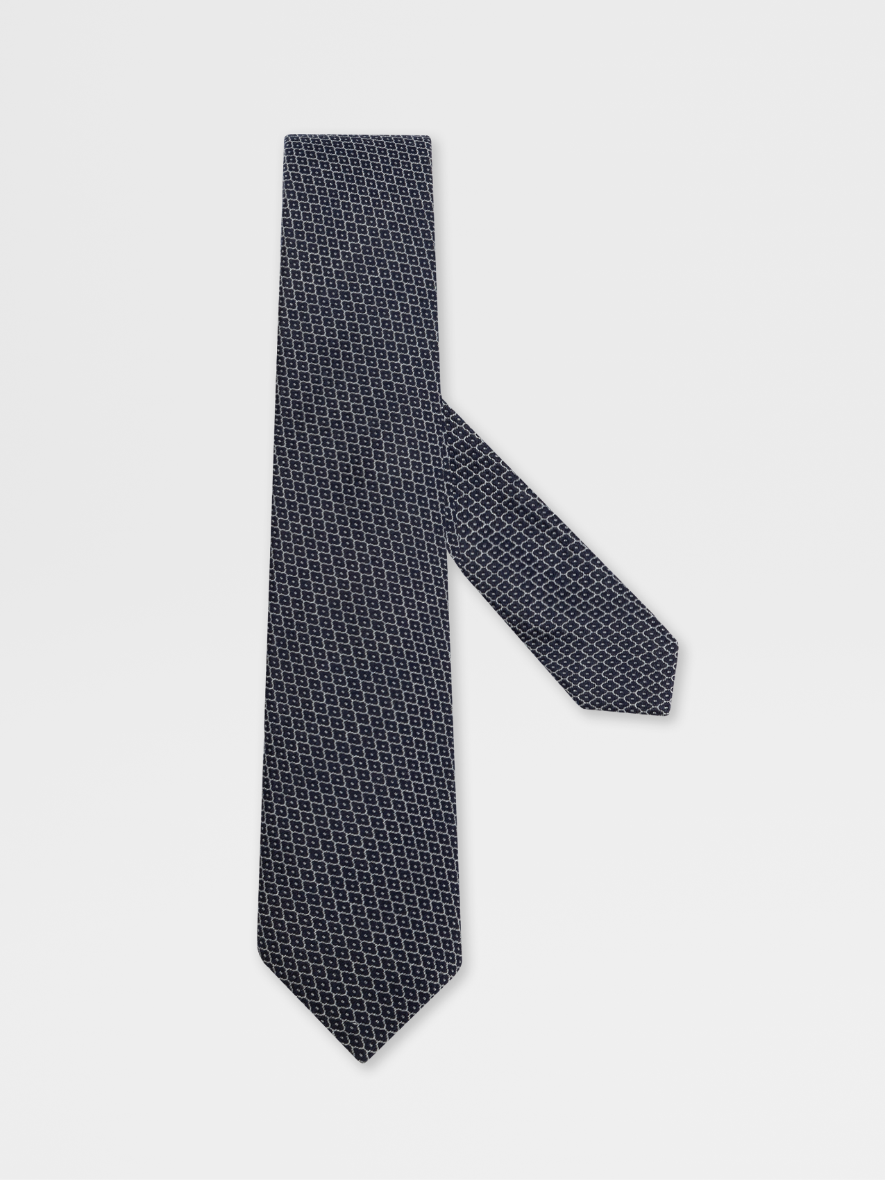 Dark Blue Wool and Silk Mélange Tie